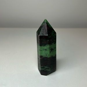 Natural Red Ruby in Green Zoisite Crystal Gem Point